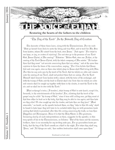 Cover of The Voice of Elijah Newsletter, January 2026 issue, titled 'Fear of the Lord Is Just the Beginning of Wisdom; Acting on It Is Proof' by Larry Dee Harper.