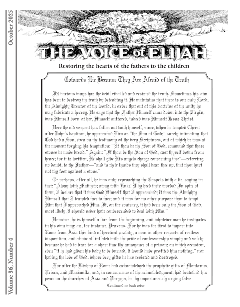 Cover of The Voice of Elijah Newsletter, October 2025 issue, titled 'Fear of the Lord Is Just the Beginning of Wisdom; Acting on It Is Proof' by Larry Dee Harper.